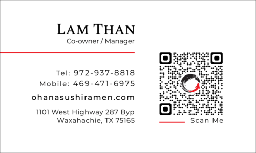Ohana business card (front)