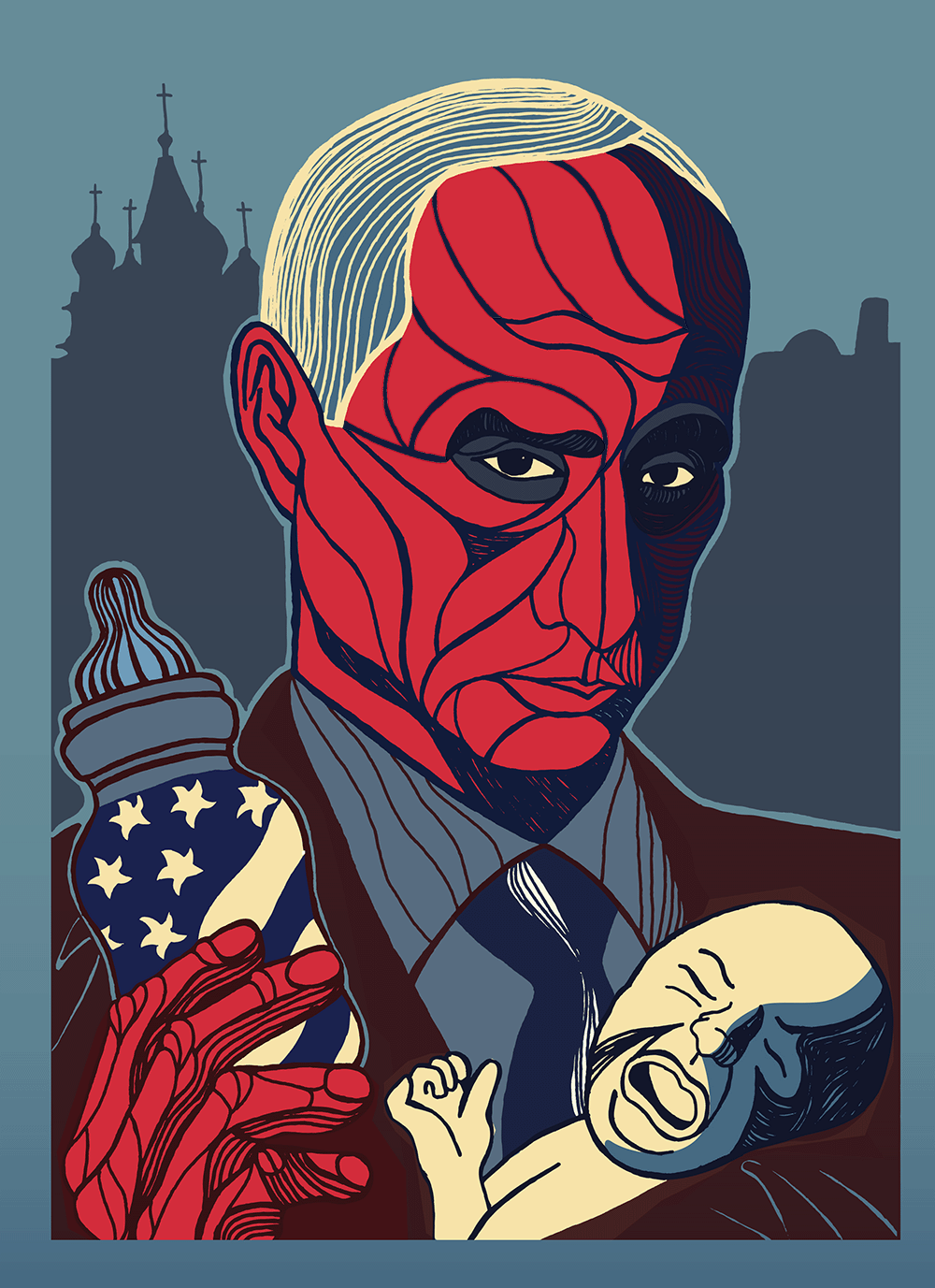 Putin with baby (curve line)