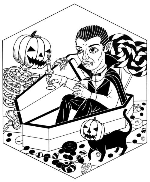 Dracula coming out of coffin